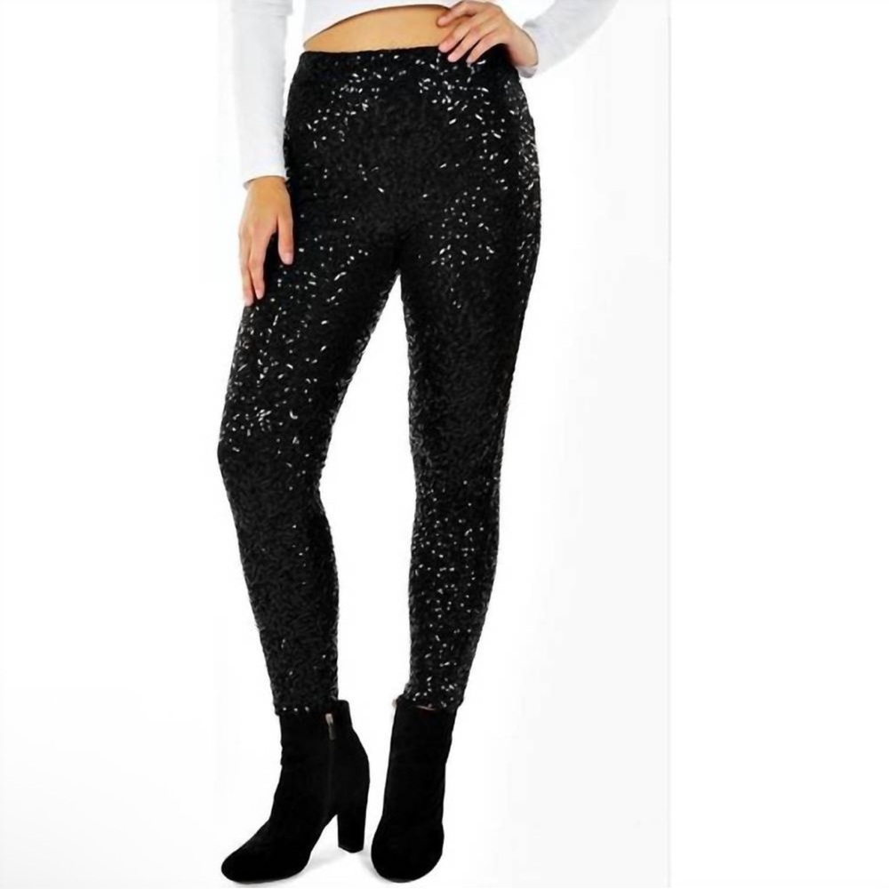 Tipsy Elves Sequin High Waisted Leggings - Black - S